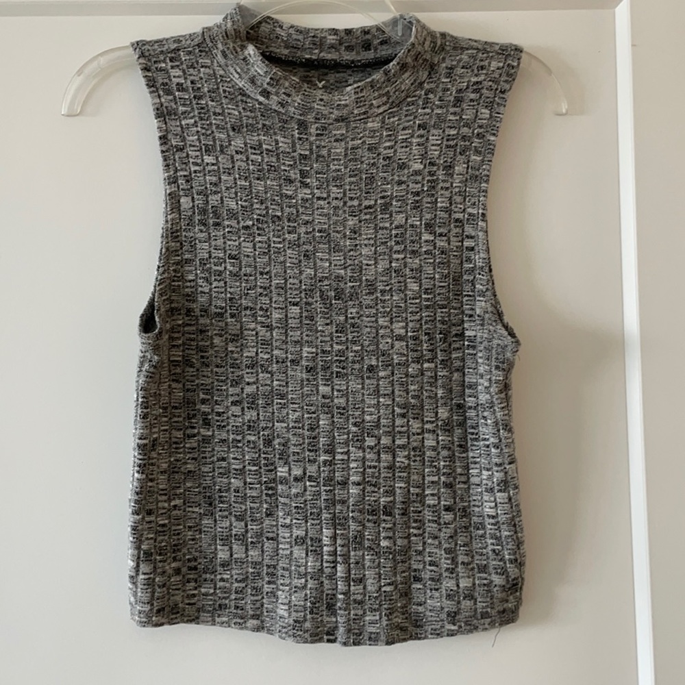 Turtle Neck/Sleeveless Crop Top